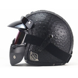 Casco 3/4 Piel Cafe Racer, Clásico Retro, Sé Un Tipo Duro