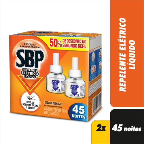 Refil Repelente Líquido Elétrico Caixa 2 Unidades 35ml Sbp