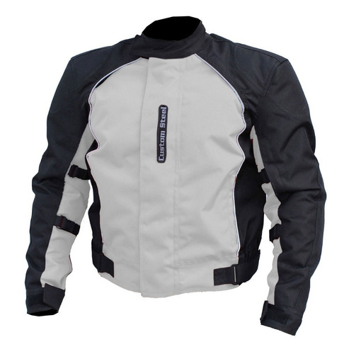 Chamarra Textil Gris Protecciones Impermeable Motociclista