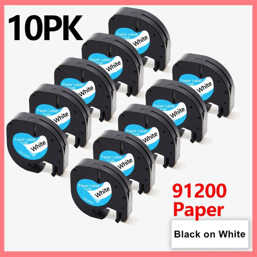 10tape Compatible Dymo Lt-100h 91200 12mm Papel Blanco