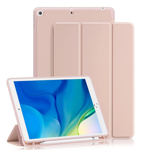 Funda iPad Ghinl 10.2 9a/8a/7a Gen C/portalápices/rose Gold