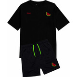 Conjunto Camiseta + Short Opice Moda Praia Frutas Masculino