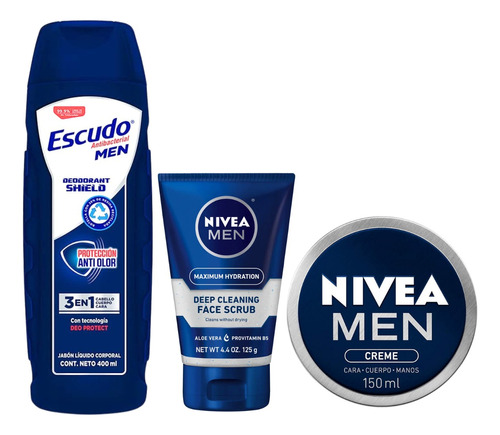 Kit Combo Nivea Men Crema + Limpiador Facial + Jabón Liquido