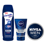 Kit Combo Nivea Men Crema + Limpiador Facial + Jabón Liquido