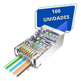 Conector De Rede Rj45 Vazado Blindado Macho Cat5 Com 100