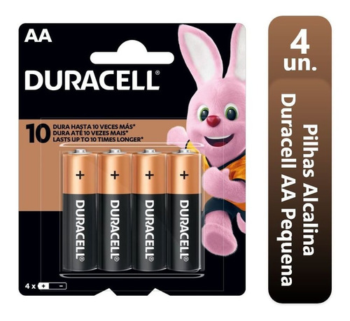 4 Pilhas Duracell Alcalina Aa Pequena Mn1500b4 1,5v