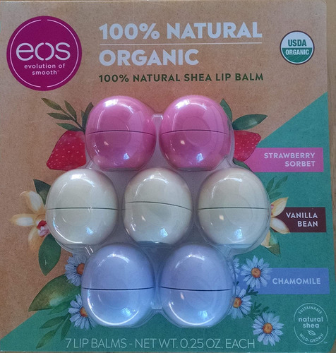 Eos Evolution Of Smooth Lip Balm 100% Natural Organic Lip Ca