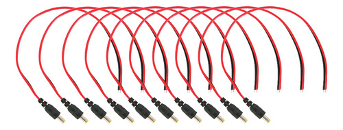 10 X Conectores Corriente Macho Cola Pigtal Cctv 22awg Plug