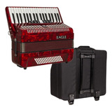 Acordeon Eagle Ega0780 Vermelho 80 Baixos 37 Teclas Capa Bag