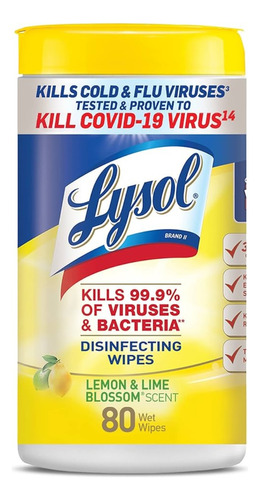 Lysol Jumbo Pack Toallas Desinfectantes Antibacteriales 80pz