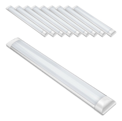 Kit 10 Luminária Tubular Led 36w 40w Slim Linear 120cm Frio