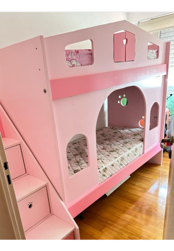 Cama Doble Infantil Castillo Con Escalera Cajonera