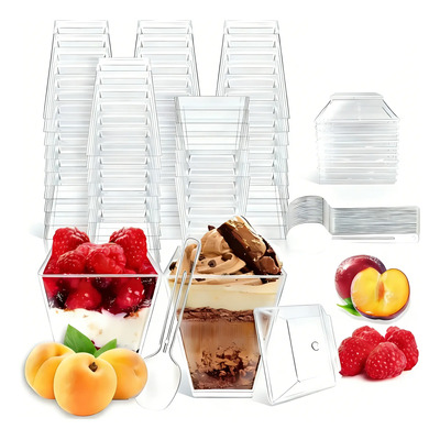 5oz Vasitos Postres 150pz Con Tapa Y Cuchara - Ideal Para Re Transparente
