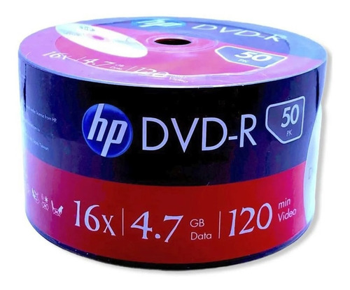 Dvd-r Hp  16 X 4.7 Gb Disco Virgen 50 Piezas.