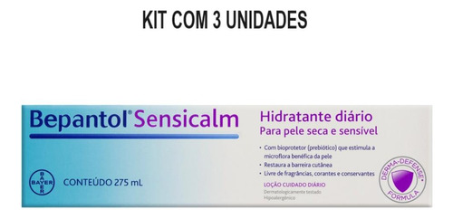 Kit Hidratante Corporal Bepantol Sensicalm C/ 3un De 275ml