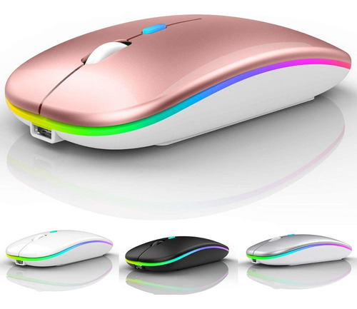 Mouse Optico S/ Fio Recarregável Led Rgb  Wirelles Usb Note