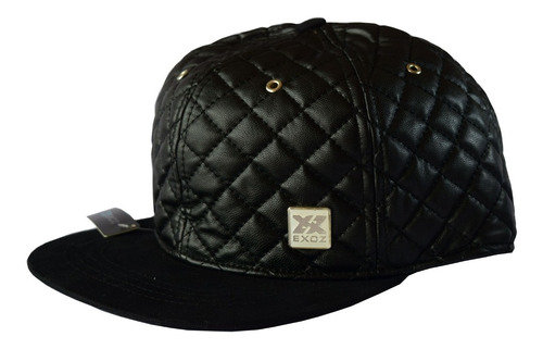 Gorras Cuerina Visera Plana Ecocuero Negra Calidad Premium