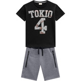 Conjunto Milon Infantil Juvenil Masculino Verão Short 4 A 12