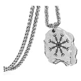 Collar Color Plata Dije Aegishjalmr Vegvisir Acero Hombre