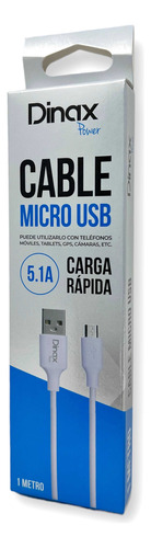 Pack X 5 Cable Usb A Micro Usb Dinax 5.1a 2m Carga Rapida