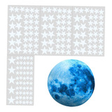 166 Piezas De Estrellas Y Una Luna Para El Techo O Las Azul