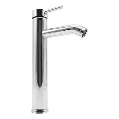 Llave Monomando Alta Para Lavabo de Baño Brucke Línea Bastei Acero Inoxidable Llave Mezcladora Fria Caliente Para Lavamano Gris Cromado | Meses sin interés