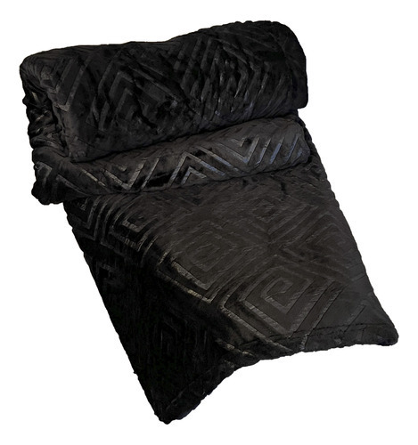 Cobertor Manta Flannel Embossed King Queen Luxo 2,20x2,40 Cor Preto