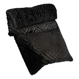 Cobertor Manta Flannel Embossed King Queen Luxo 2,20x2,40 Cor Preto