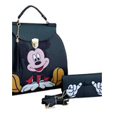 Mickey Mouse Bolso 3 En 1 Con Cartera. Bolsa Para Dama