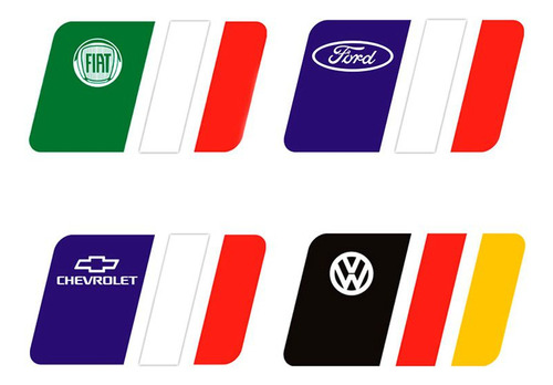 Adesivo Bandeira País Alemanha, Itália, França Ford Fiat Vw