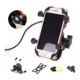 Suporte Garra Para Celular Moto Universal Com Carregador Usb