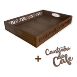 Bandeja Arabesco Pequena Cantinho Café Madeira Mdf Decorada