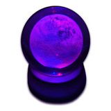 Decoração Enfeite Luminária Esfera Bola Vidro 3d Cor Da Cúpula Lua Cor Da Estrutura Prata