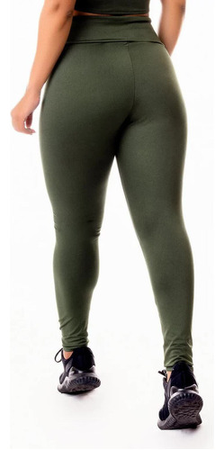 Calça Cintura Alta Legging Fitness Academia Verde Militar