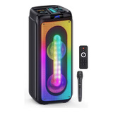 Parlante Torre Multi Bluetooth Karaoke Microfono Luz Led 40w Color Negro