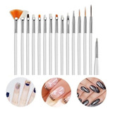 Kit Decoracion Uñas De 15 Pinceles Para Nail Art Esculpidas!