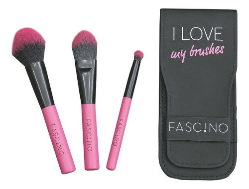 Fascino Make Up Brochas Pouch Pink Set X 3