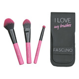 Fascino Make Up Brochas Pouch Pink Set X 3