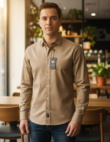 Camisa Giorgio Berlucchi Kaki Tallas Extras Manga Larga 2024 | Envío gratis
