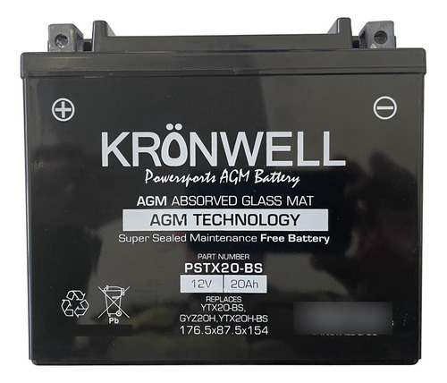 Bateria Kronwel Gel Pstx20 20 Ah 250 Cca (+ I) Ytx20 / H