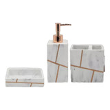 Jgo De Accesorios Para Baño Marmol White Set De 3 Pzas