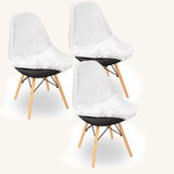 Kit Capa Cadeira Eames Pelo Curto: Branca - 3 Pçs
