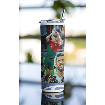 [ Termo Cafe. Skinny Tumbler 20 Oz.] Cristiano Ronaldo. Blanco