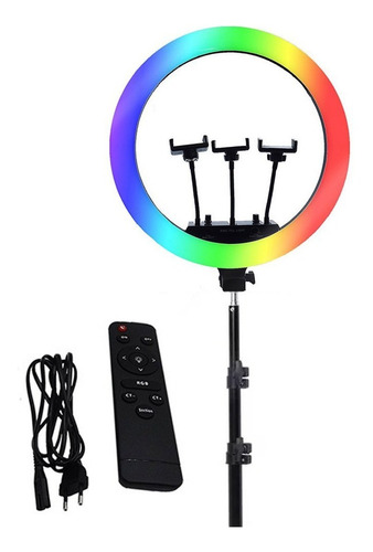 Aro De Luz Led 56cm Con Trípode Y Control Rgb