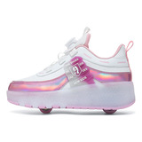 Patines Led Rosa Recargables De Dos Ruedas Para Chicas