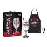 Kit Taça De Vidro + Avental Do Cheff Super Churrasqueiro