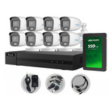 Kit Seguridad Dvr 16ch Hilook + 8camaras 2mp Colorvu + Disco