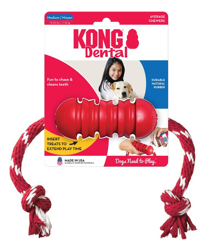 Kong Juguete Dental With Rope Para Mascotas Talla M