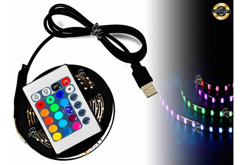 Cinta Luces Led Tira Luz Rgb 1 Metro + Control Colores