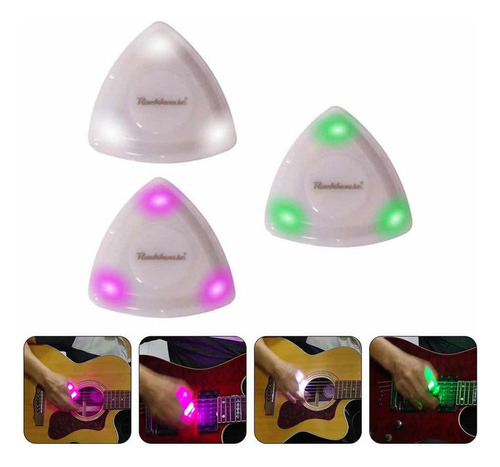 Púa Guitarra Con Luz Led, Plumilla Conluz Guitarra 3pcs